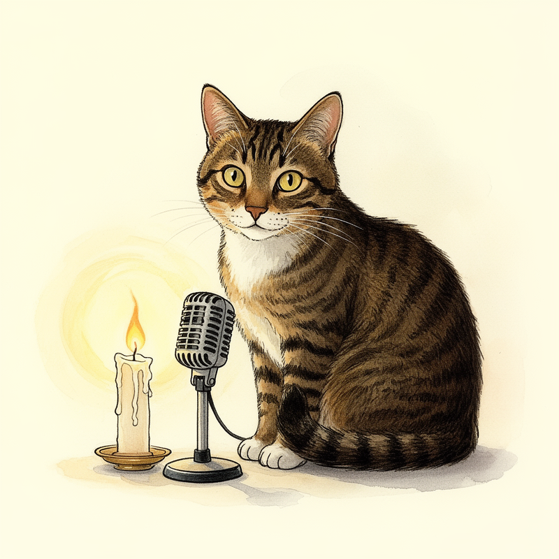 Our Next Collar podcast cover art: Prince MoRee, the show's host, beside a glowing candle and a vintage microphone